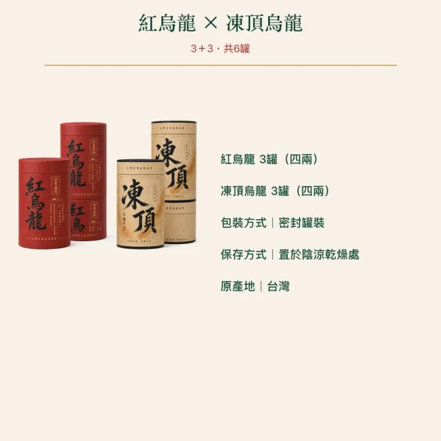 【台灣茶葉產銷協會】紅烏龍＋凍頂 雙茶6入組｜罐裝4兩(3+3)