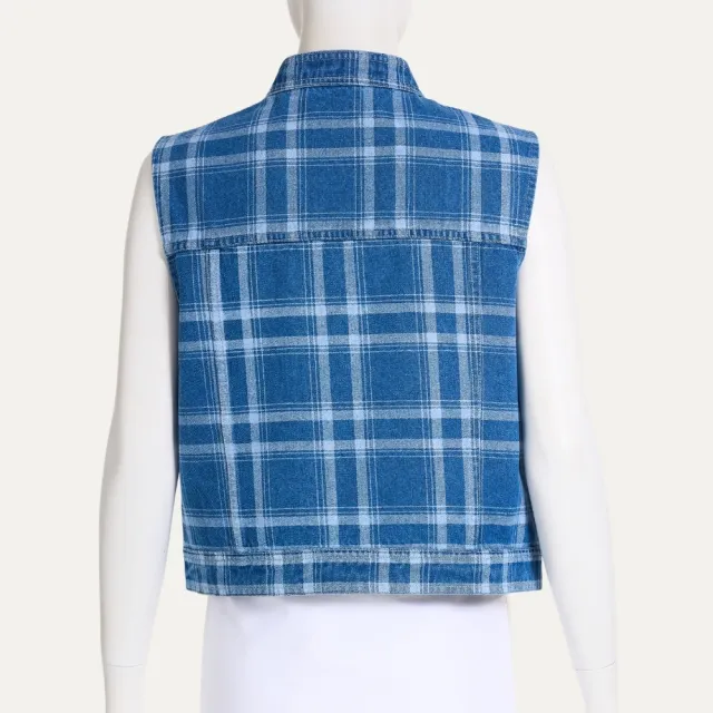 【ILEY 伊蕾】100%純棉牛仔背心(藍；M-XL；1264388315)