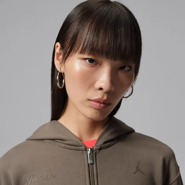 【NIKE 耐吉】外套 女 運動連帽外套 喬丹 寬鬆 AS W J BRK ESS+ FLC MD CRP FZ 灰棕 IZ5785-004
