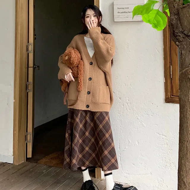 【AnZa】日系保暖秋冬寬鬆針織外套