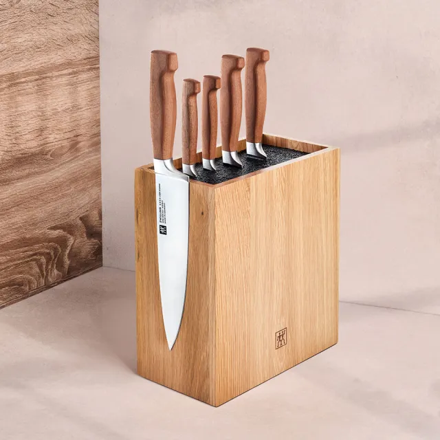 【ZWILLING 德國雙人】FOUR STAR 50週年紀念款 磁吸式木製刀座6件組(德國雙人牌集團官方直營)