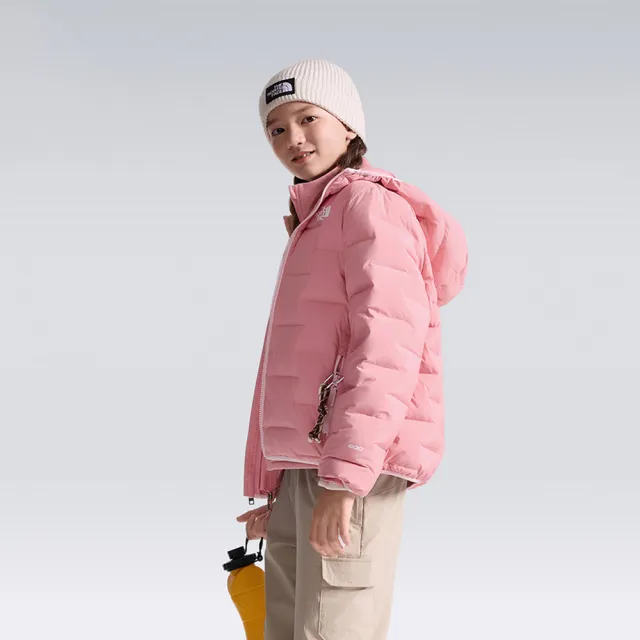 【The North Face】北面兒童粉色DWR防潑水連帽羽絨外套|8J7RNO9