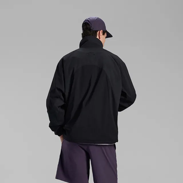 【The North Face】北面UE男款黑色UPF50防曬可翻立領夾克｜8HWRJK3
