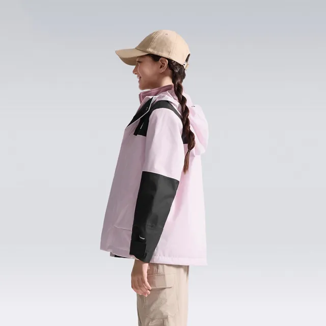 【The North Face】北面兒童黑粉拼接DRYVENT防水抓絨內裡三合一外套|8DXU0ED