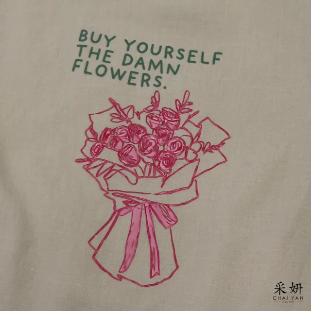 【CHAI YAN 采妍】字母花束印花五分袖上衣(秋冬女裝/中大尺碼/休閒/印花/日常)