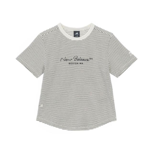 【NEW BALANCE】NB 薄針織短袖上衣_女性_白底黑條紋/深灰/米白色任選 WT62Y2OVBK/DNS/SST (亞版 版型正常)
