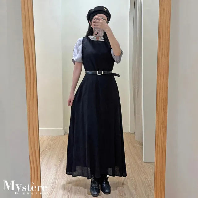 【my stere 我的時尚秘境】雙11 極簡質感棉麻無袖連身長裙 兩色 連身裙 連身洋裝 背心洋裝 背心長裙
