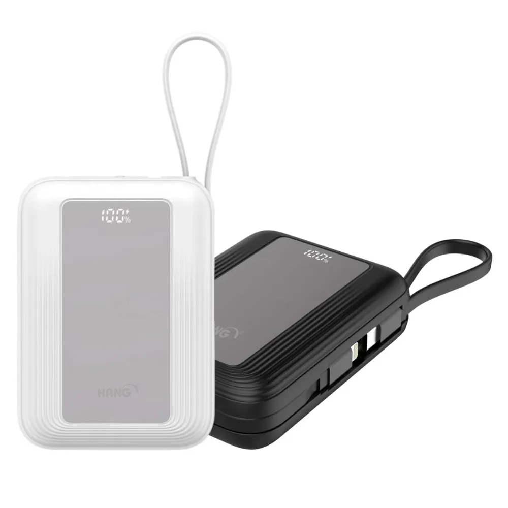 【HANG】PD12 時尚鏡面 20000mAh PD20W大容量快充行動電源(自帶Type-C/Lightning線)