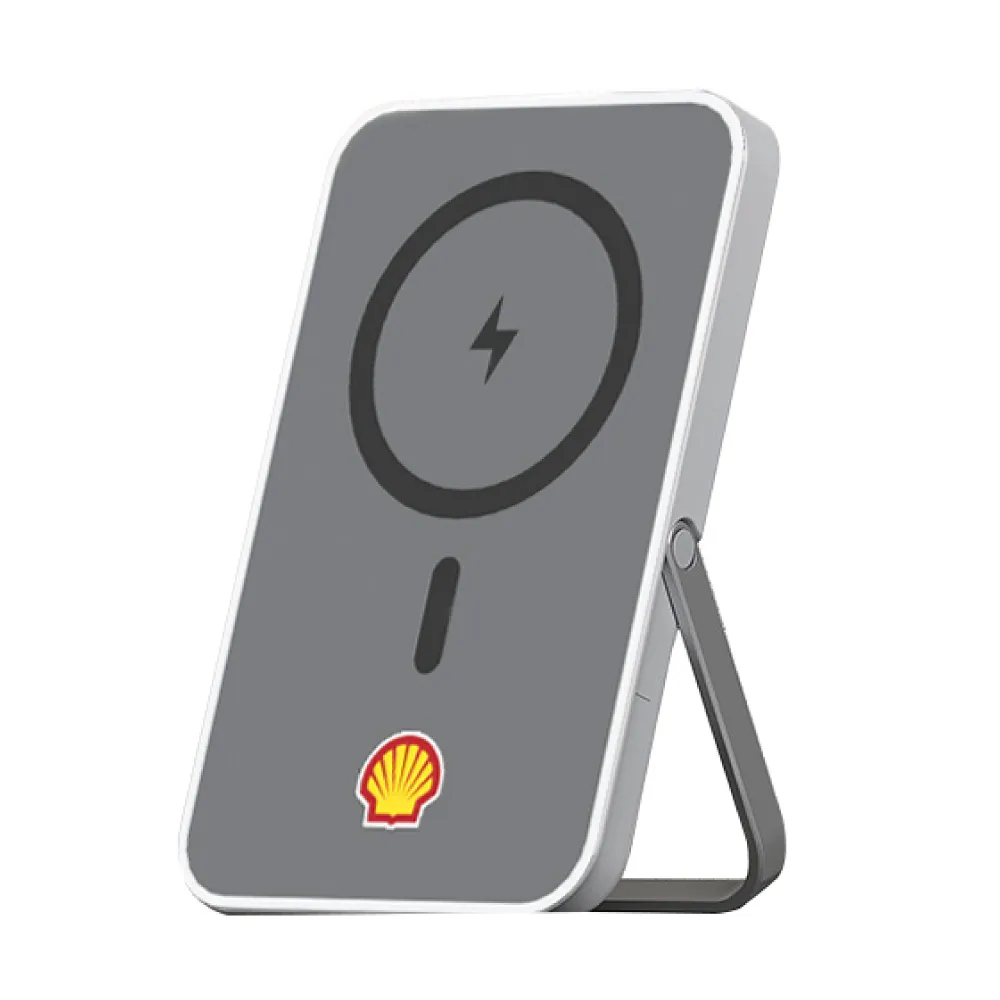 【SHELL 殼牌】22.5W磁吸無線快充行動電源+支架＋絨布束口袋(SQM10003PQ)