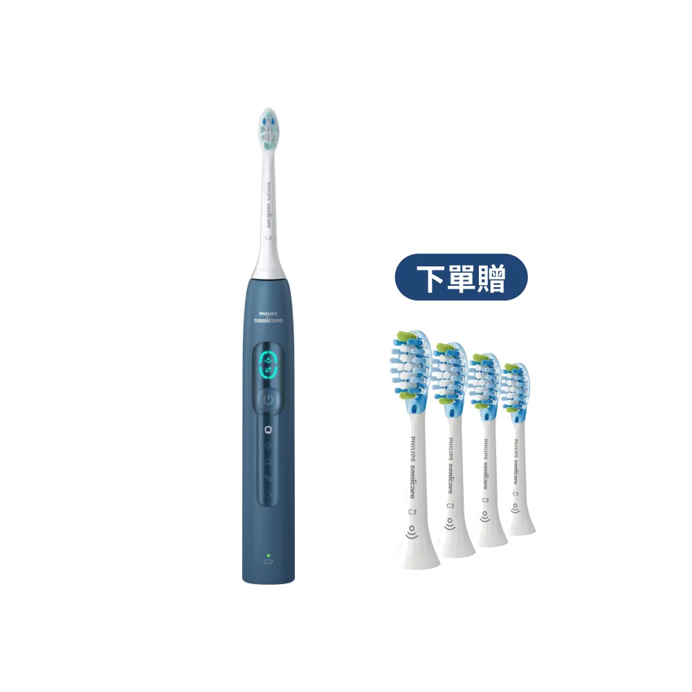 【Philips 飛利浦】momo獨家 HX5682/01 語音導航音波電動牙刷-暮光藍(官方直營/momo集資)