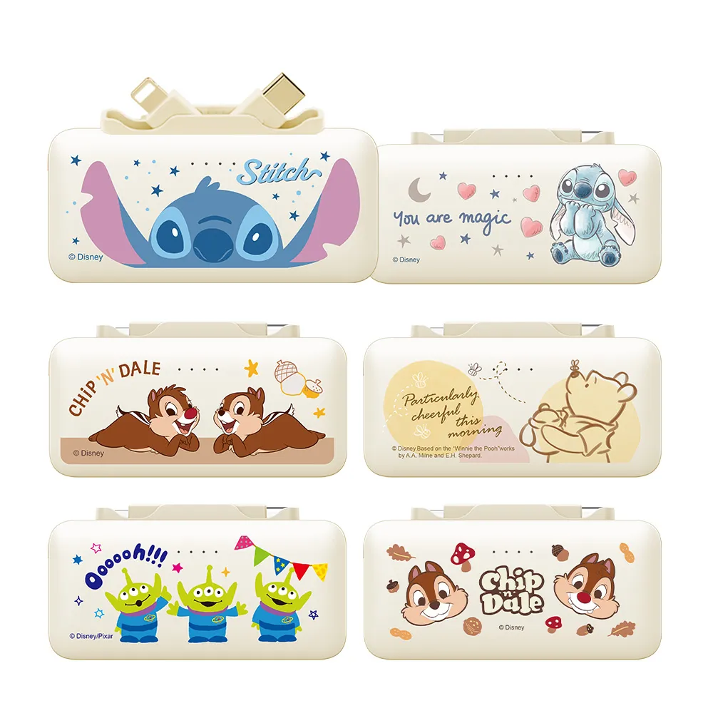 【Disney 迪士尼】5000mAh 雙頭口袋充行動電源(Type-C+Lightning)
