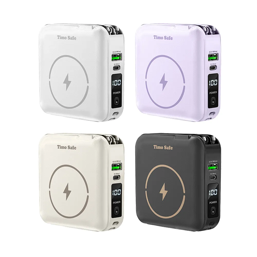【Timo】Safe 安全電芯 五合一多功能磁吸半固態行動電源 12000mAh(Magsafe/ZJ-51)