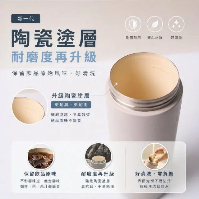 【RICO 瑞可】RICOCAFE 陶瓷塗層「惜福品」酷力杯 800ml (吸管杯/環保杯/隨行杯/保冰保溫瓶)