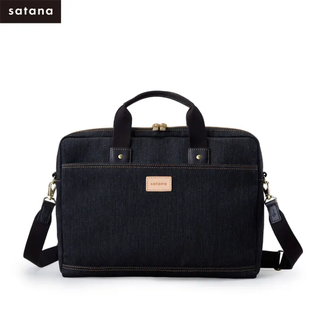 【satana】Denim 丹寧牛仔 14吋筆電包 輕量防潑水 活動式背帶 台灣製 SDNN0320 - 丹寧黑