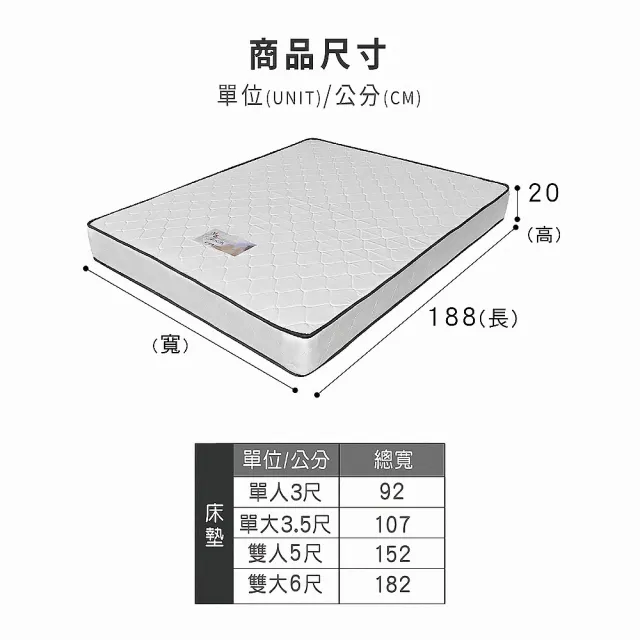 【ASSARI】單人高彈力支撐獨立筒床墊3x6.2尺x20cm_悠眠