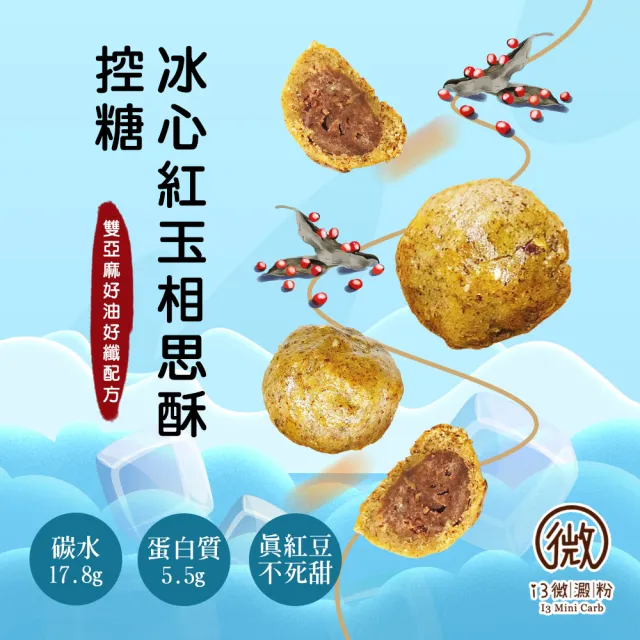【i3微澱粉】控糖冰心紅玉烏豆酥禮盒6入x1盒(70g 蛋奶素 月餅 手作)_年菜 年節禮盒