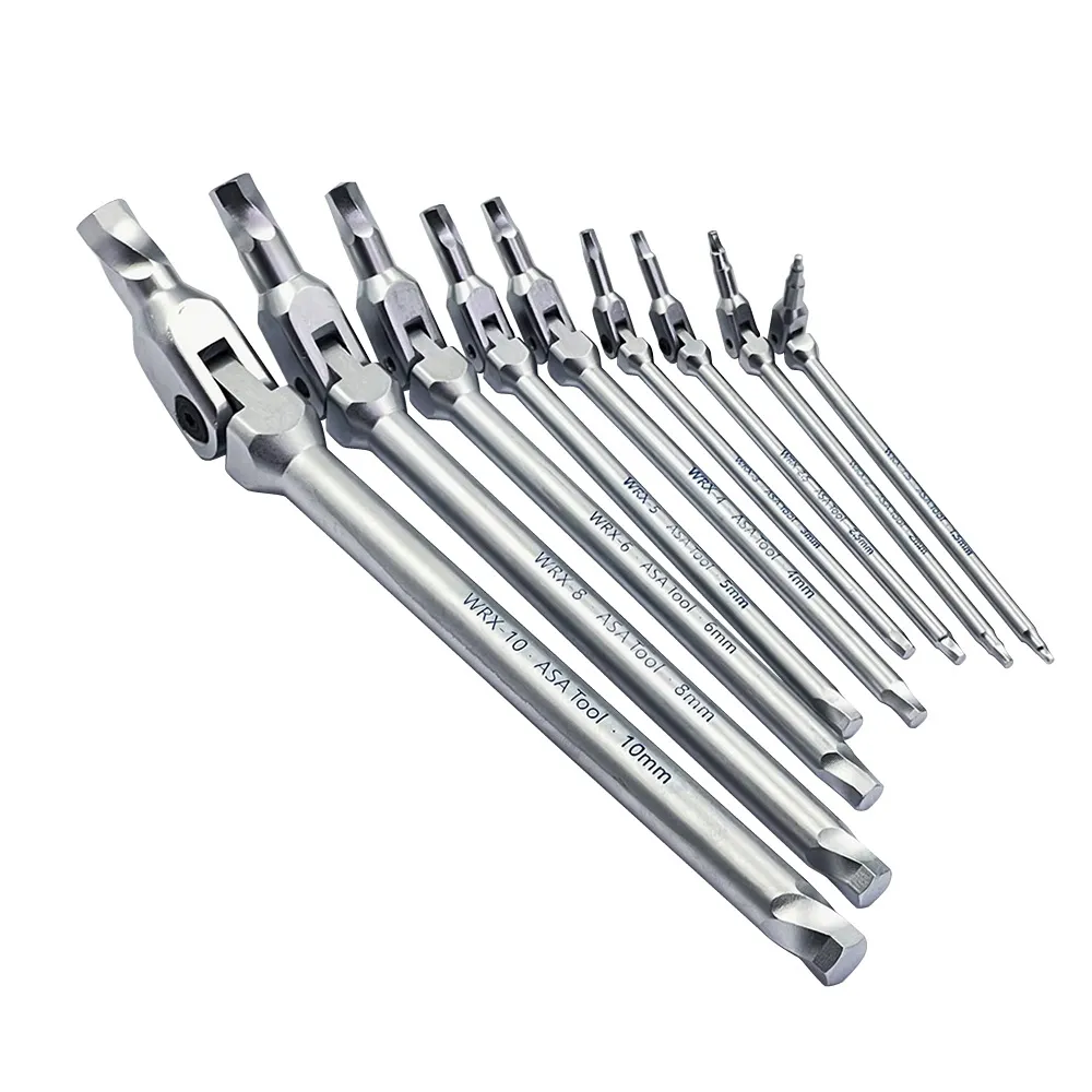 【ASA】萬向螺旋六角扳手９支組 WRX-9PCS(台灣製/滑牙剋星/180°搖頭/內六角扳手/螺絲取出器)