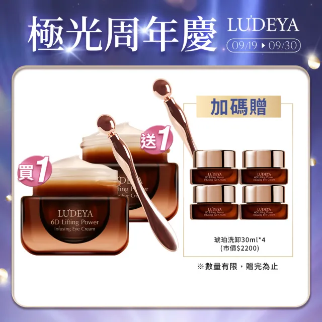 【LUDEYA】爆殺必買！買1送1★超緊緻微臻琥珀眼霜15ml共2入(眼霜/眼部保養)