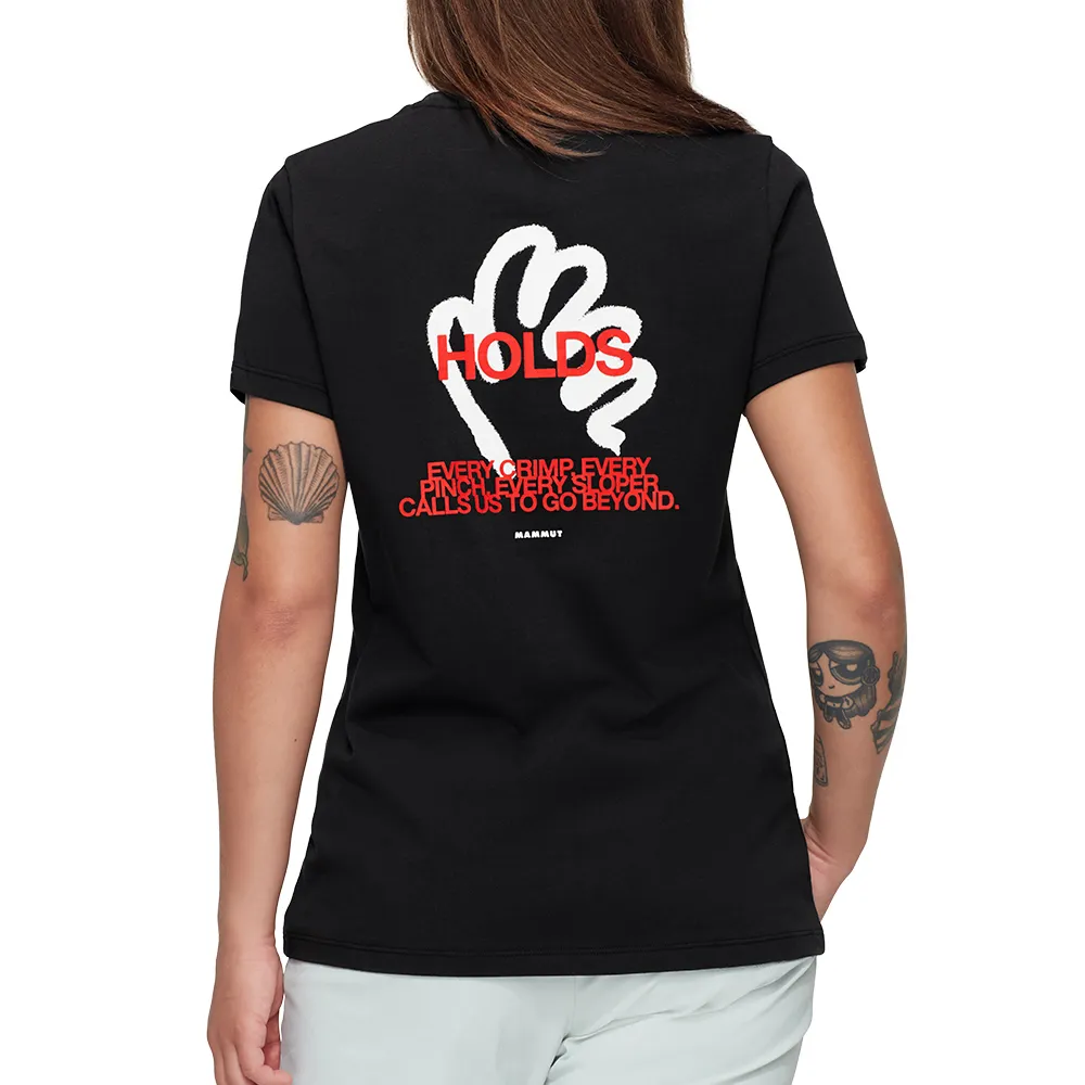 【Mammut 長毛象官方直營】Massone T-Shirt Hold Women 有機棉舒適透氣短袖上衣 女款 黑色 #1017-05244