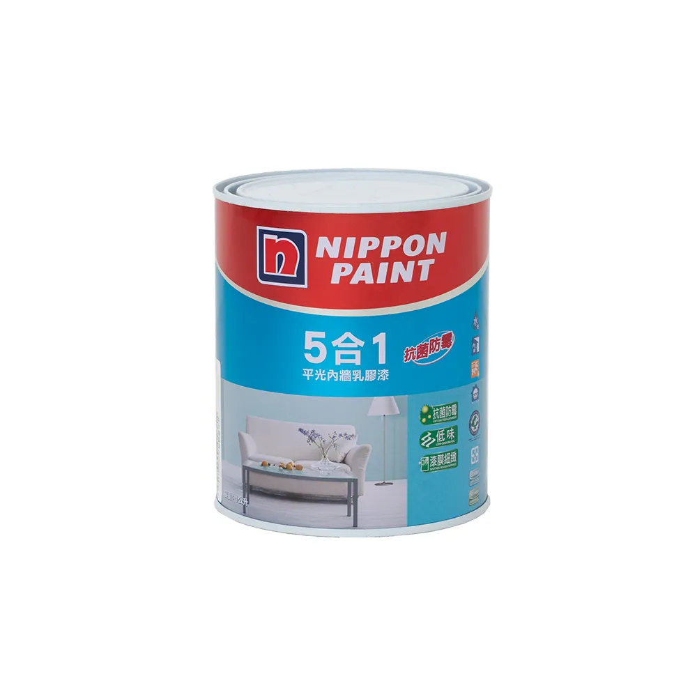 【立邦】5合1內牆乳膠漆 綠色系 電腦調色(1公升裝：約可塗刷2坪)