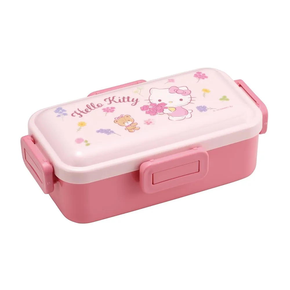 【百科良品】日本製 Hello Kitty凱蒂貓 花朵 便當盒 保鮮餐盒 抗菌加工Ag+ 530ML(日本境內版)