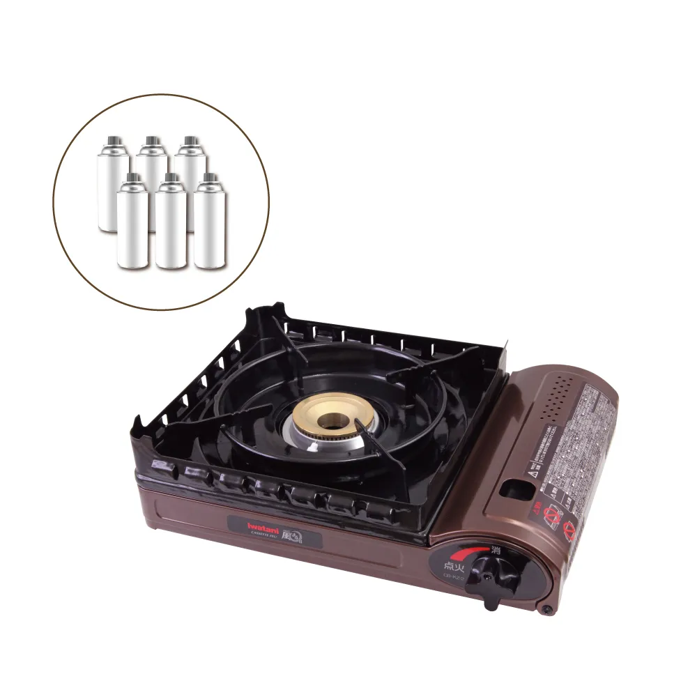 【Iwatani 岩谷】新風丸超防風卡式爐3.5kW-附收納硬盒-搭6入瓦斯罐(CB-KZ-2+瓦斯罐6入)