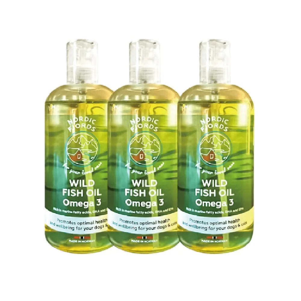 【Nordic Fjords】100%挪威原裝進口高階版寵物魚油300ml*3罐(貓魚油/狗魚油/野生魚油/防UV噴頭裝)