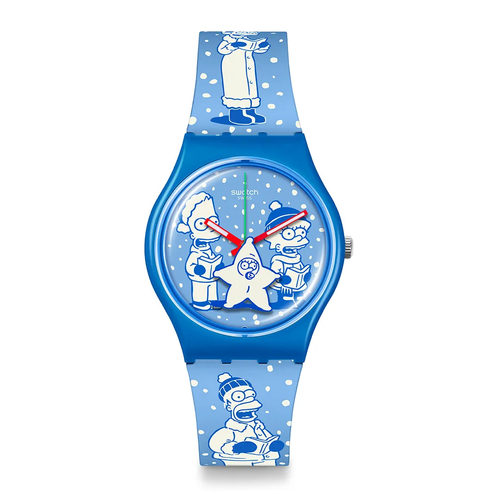 【SWATCH】TIDINGS OF JOY 辛普森家庭/經典手錶/男錶/女錶/瑞士製造 SO28Z126(34mm)