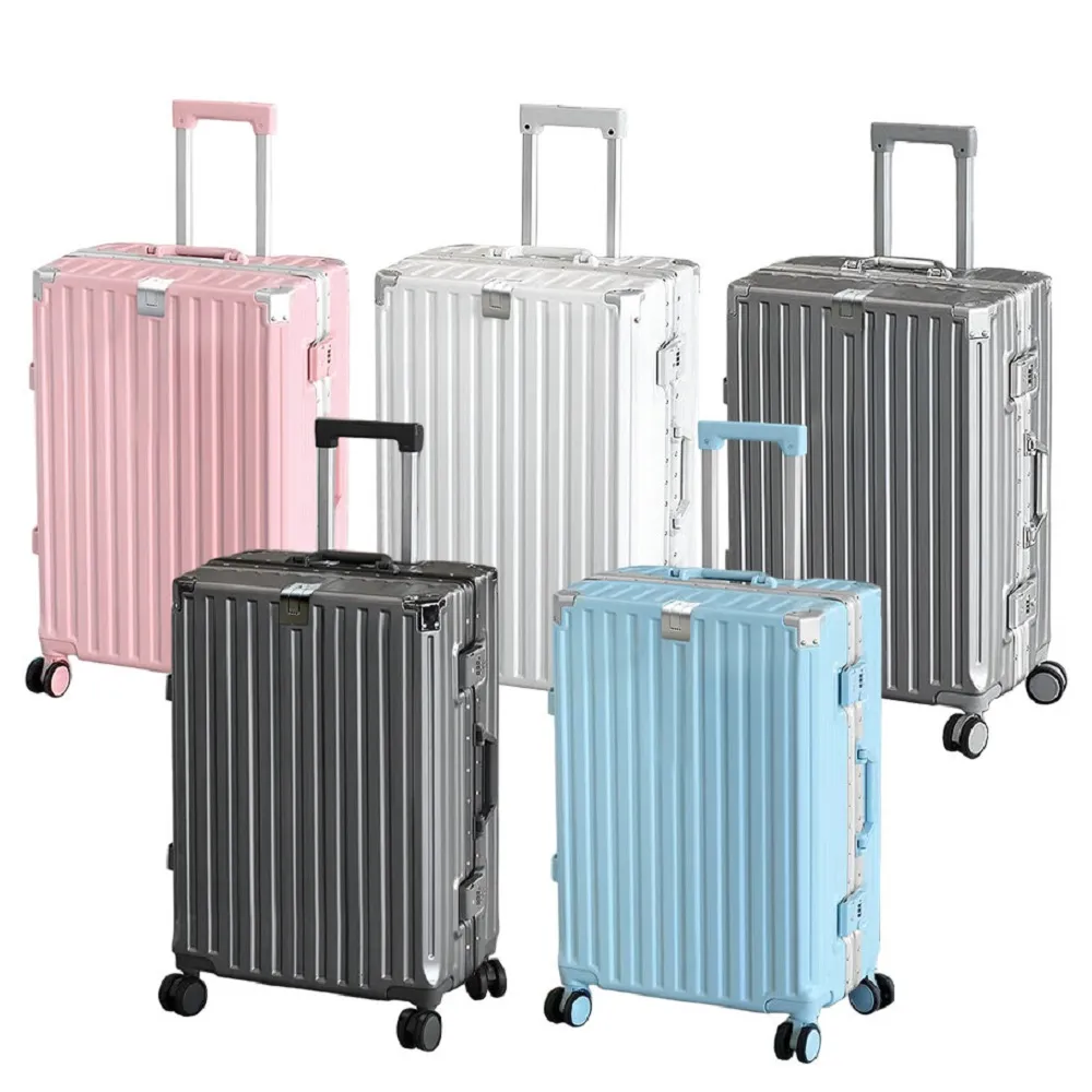 【FJ】20吋 鋁框多功能行李箱(登機箱/USB充電/杯架/密碼鎖/防爆-KA20-A)