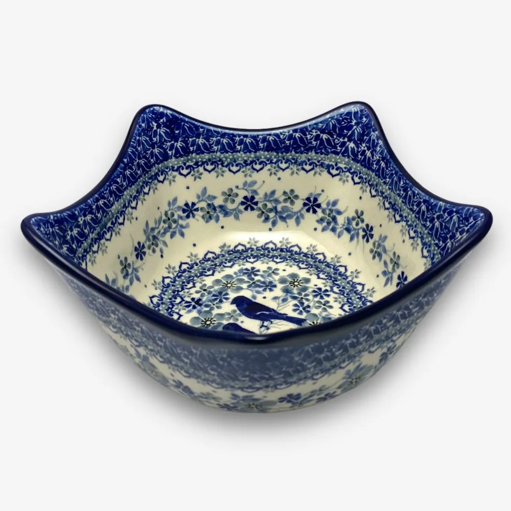 【波蘭陶】SOLO歐洲家居 正版原裝 波蘭原廠手繪 CA 18.5CM 造型碗 湯麵碗 沙拉玩 雙藍鵲系列
