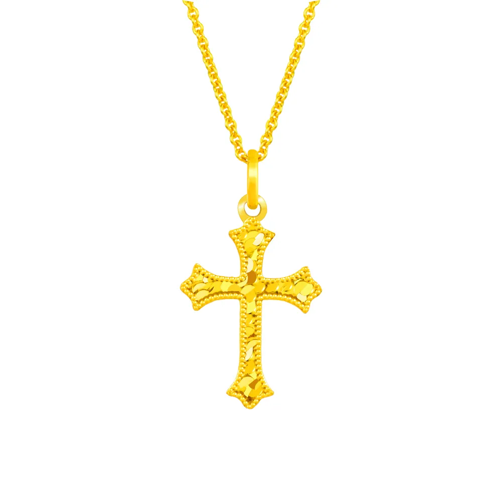 【Just Gold 鎮金店】榮耀十字 黃金吊墜-不含鍊(網路限定)