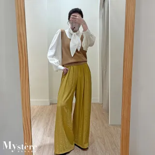 【my stere 我的時尚秘境】雙11 小千金☆綁帶假兩件針織上衣 兩色 針織衫 針織假兩件 綁帶上衣