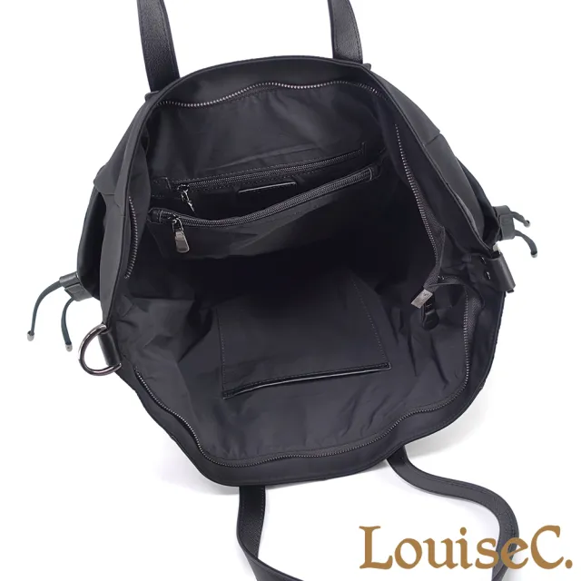 【LouiseC.】雙11 Tree House 輕盈尼龍 牛皮 中性托特TOTE 肩背斜背大防水包 黑色 CC9010-05
