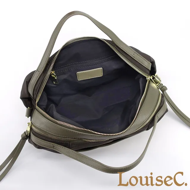 【LouiseC.】雙11 Tree House 輕盈尼龍 牛皮 雙分隔層前後插袋 手提斜背波士頓防水包 3色 CC25018