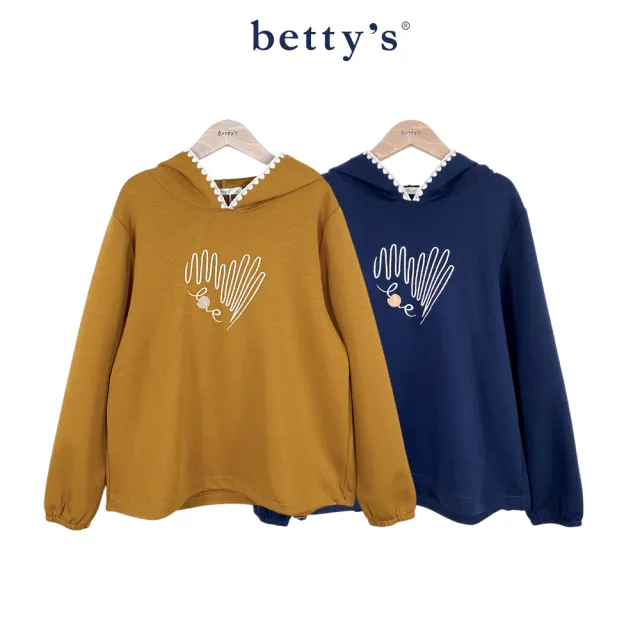 【betty’s 貝蒂思】刺繡線條連帽長袖上衣(共二色)