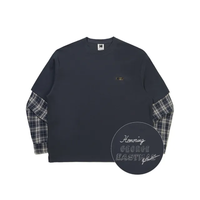 【KODAK Apparel】官方旗艦館 柯達 男女同款 長袖T恤 Heritage 多層次長袖T恤 NAVY 海軍藍 / KB609010NVY