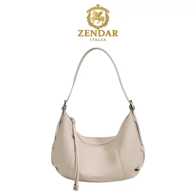【ZENDAR】台灣總代理 限量1折 頂級小牛皮手提包肩背包 夏娃系列 全新專櫃展示品(羊毛白色)