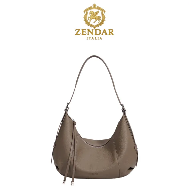 【ZENDAR】台灣總代理 頂級小牛皮手提包肩背包 夏娃系列 (大象灰)