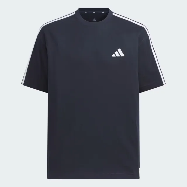 【adidas 愛迪達】Es+ 3s S/S Tee 男 T恤 運動上衣 休閒短袖 純棉 深藍(KF3737)