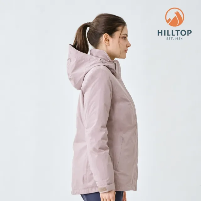 【Hilltop 山頂鳥】GORE-TEX 2L單件式 施華洛世奇防水防風短大衣外套 女款 卡其粉｜PH22XF55ECN0
