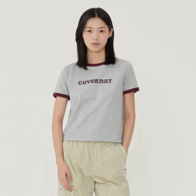 【COVERNAT】女款Logo滾邊T恤(WMS短袖上衣 霧藍/象牙白/混灰色)