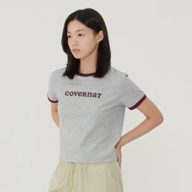 【COVERNAT】女款Logo滾邊T恤(WMS短袖上衣 霧藍/象牙白/混灰色)