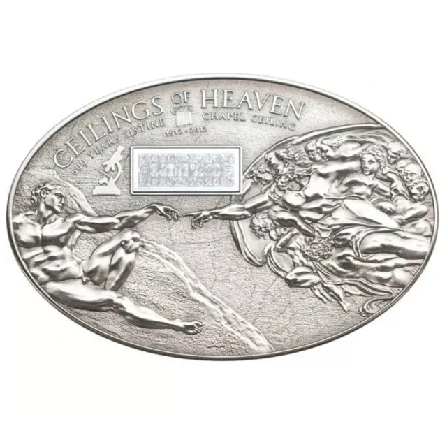 (行闊國際) 2012 庫克群島 25公克 米開朗基羅-西斯汀教堂 (創世紀) 500年紀念   奈米技術  銀幣