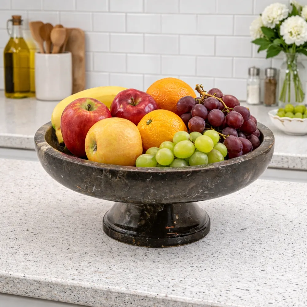 creative Home】100%天然木炭色大理石水果盤｜整塊天然石材雕刻｜高級