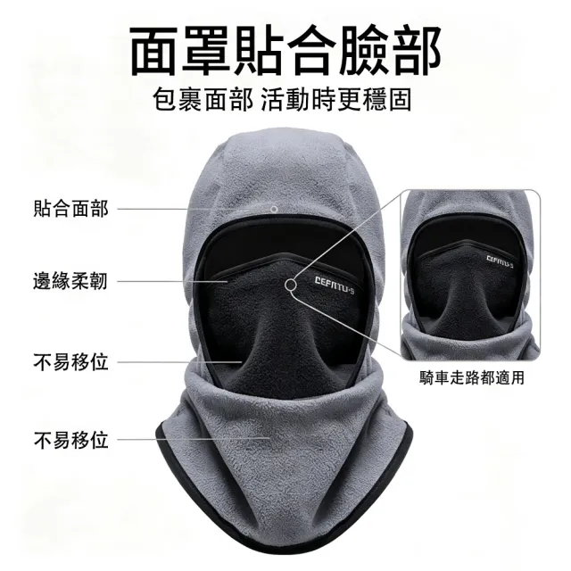 【MUAN】冬季戶外加厚抓絨防風防寒面罩 護臉護脖一體騎行頭套 男女機車保暖口罩