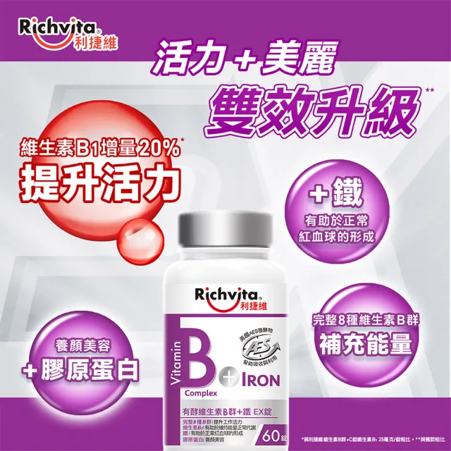 【利捷維】有酵維生素B群+鋅/鐵錠 60錠(任選 陳傑憲 代言)