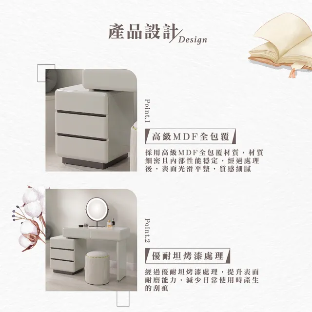 【Hampton 漢汀堡】米修3.3尺伸縮鏡台-含椅(化妝桌/化妝台/化妝椅/化妝桌椅/桌子/椅子/含椅)