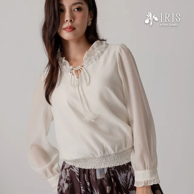 【IRIS 艾莉詩】柔雅雪紡荷葉領上衣-66126