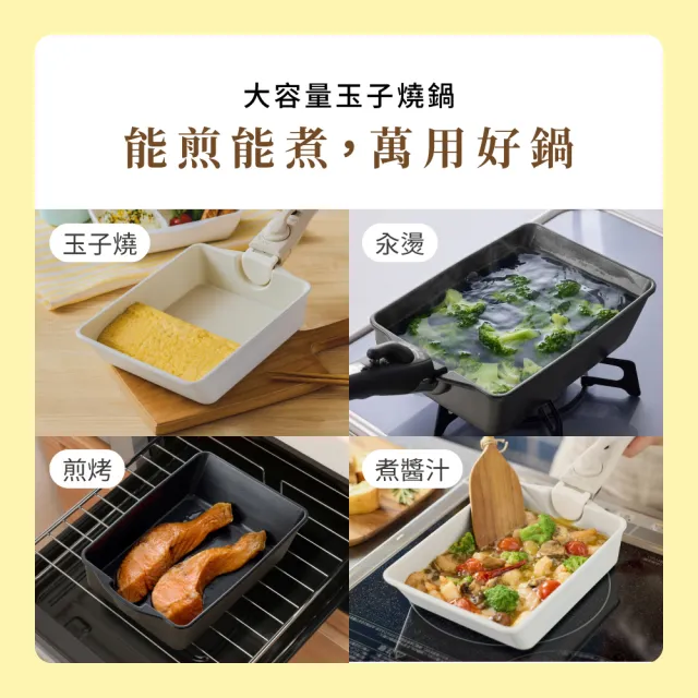 【IRIS】鑽石塗層玉子燒鍋9件組 MEGI-9S(兩色可選/玉子燒鍋/不沾鍋/可拆式把手/平底鍋/湯鍋)