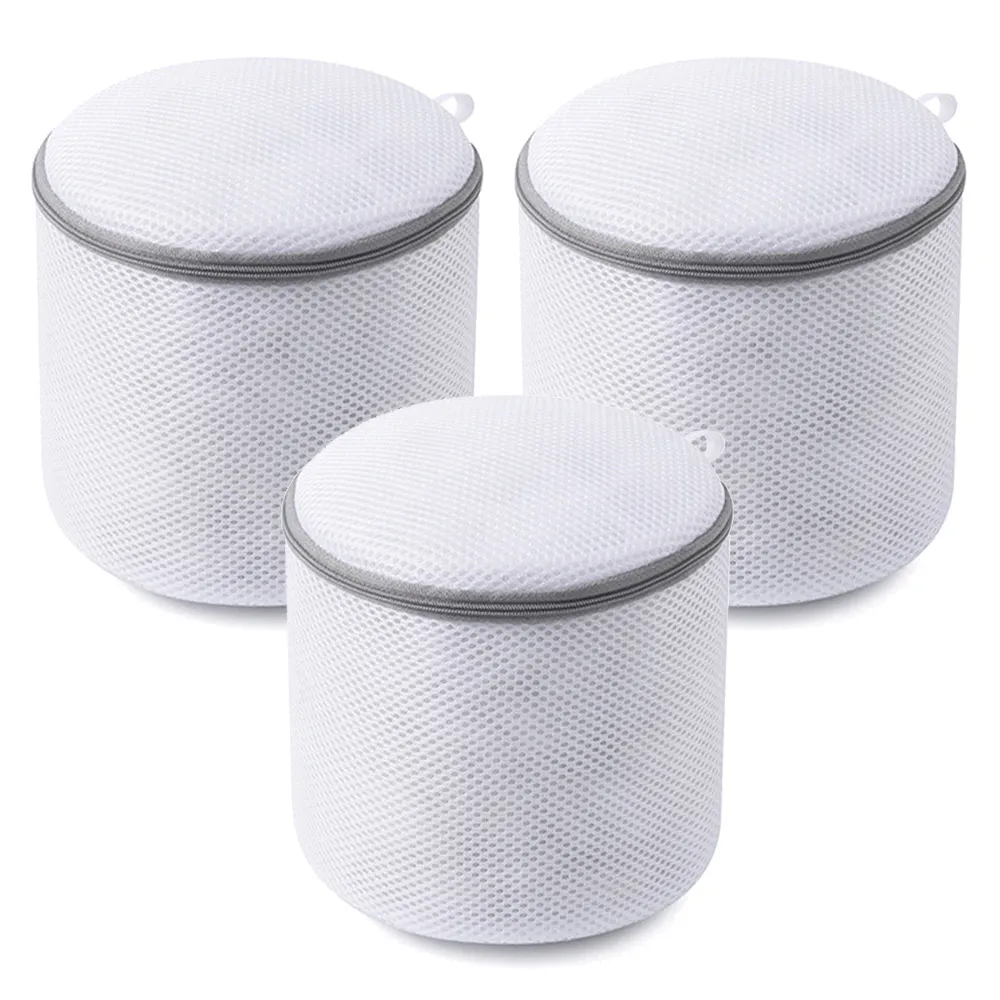 【SYU】立體內衣洗衣袋 3入組-18x16cm(強韌支架 細網洗衣袋 防變形洗衣袋 三明治加厚細網)